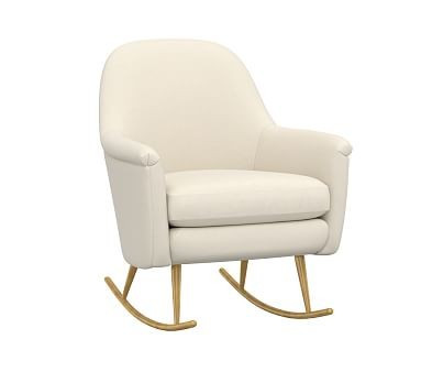 west elm x pbk Phoebe Rocker, Performance Everyday Velvet, Ivory, | Pottery Barn Kids