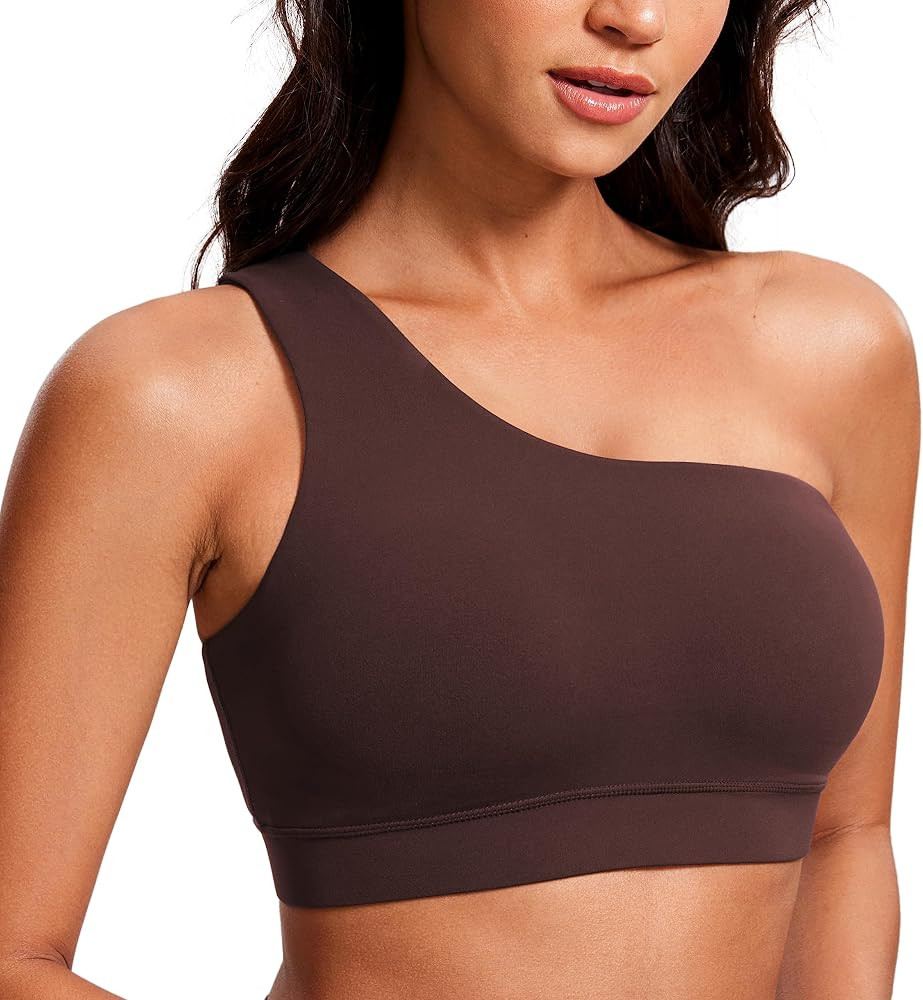 CRZ YOGA Butterluxe Womens One Shoulder Sports Bra - Sleeveless One Strap Low Impact Asymmetrical... | Amazon (US)