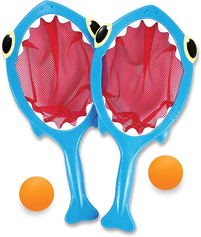 Melissa & Doug Sunny Patch Spark Shark Toss and Catch Net Pool Game With 2 Balls | Amazon (US)