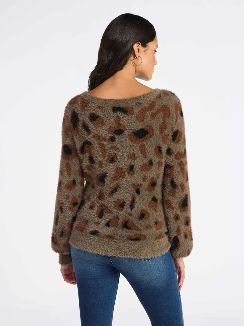 Sofia by Sofia Vergara Women's and Women's Plus Size Off Shoulder Sweater, Mid Weight, Size XS-4X | Walmart (US)