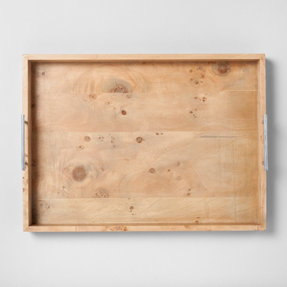 Burled Wood Tray with Metal Handles Extra Large - Project 62 | Target