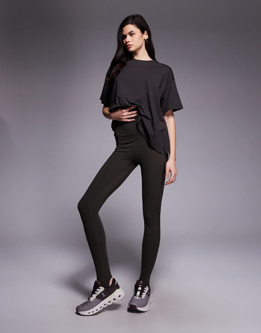 4505 soft touch high waist yoga legging with stirrup in mocha brown | ASOS (Global)