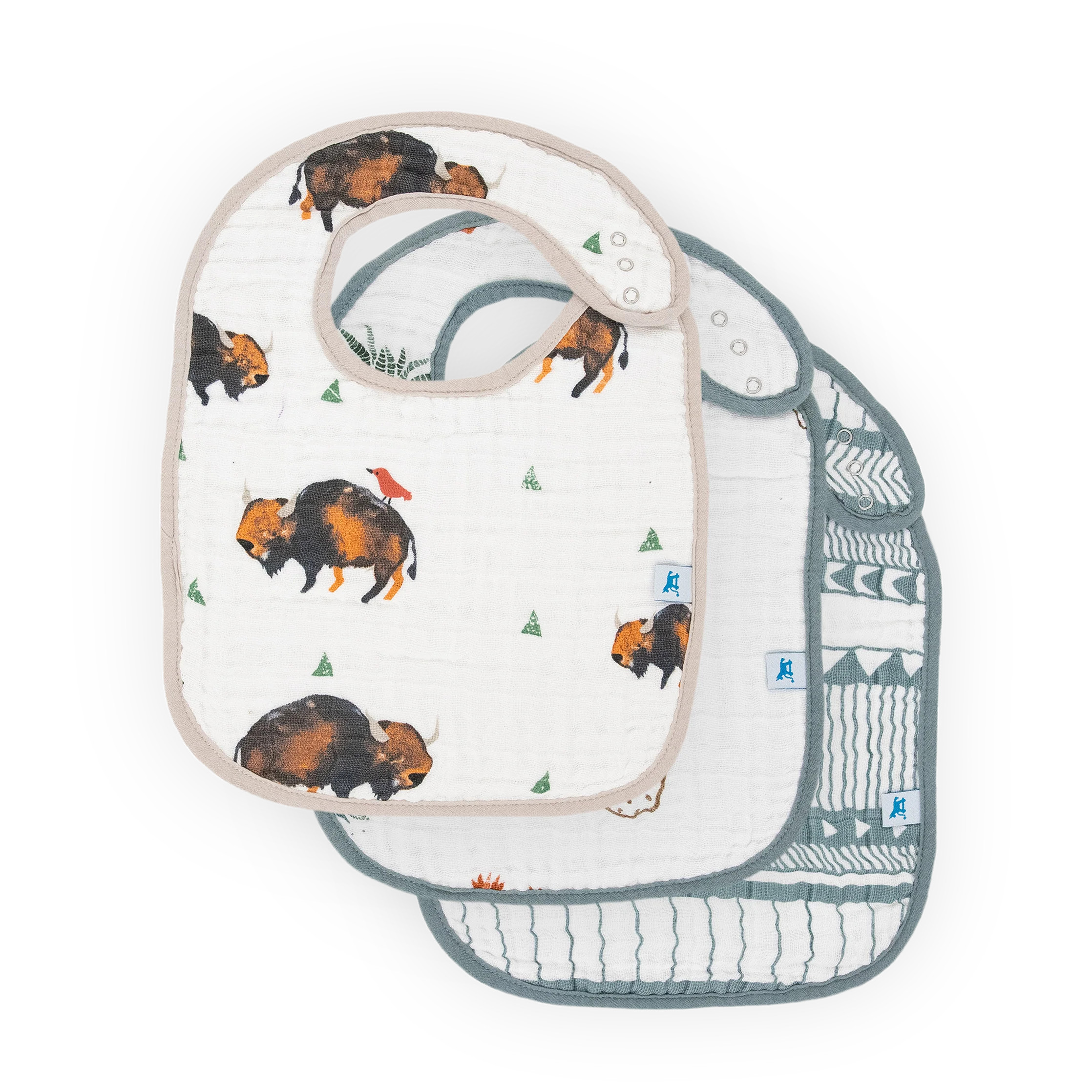 Cotton Muslin Classic Bib 3 pack - Bison | Little Unicorn
