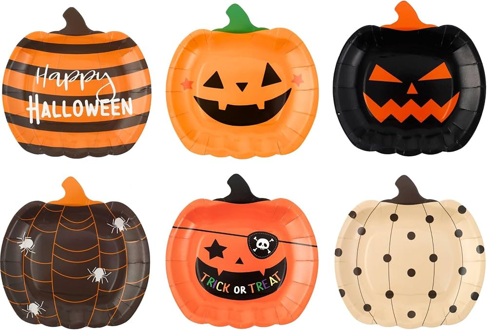 Winoo Design Halloween Paper Plates - 48 PK - Pumpkin Paper Plates Disposable for Halloween Decor... | Amazon (US)