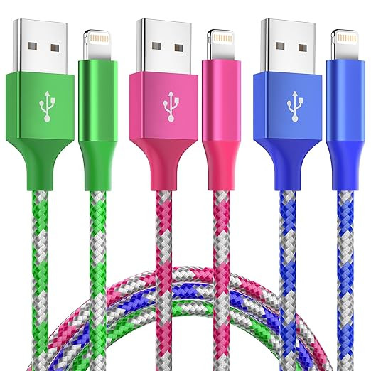 iPhone Charger Fast Charging 3 Pack 10 FT Lightning Cable iPhone Charger Cable Nylon Braided Long... | Amazon (US)