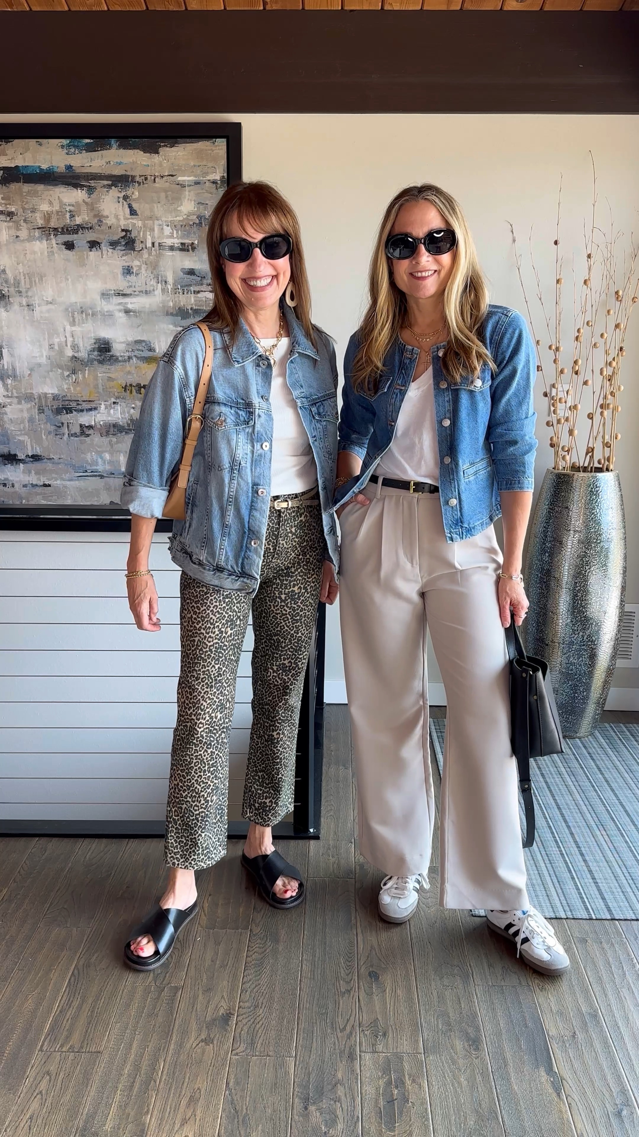 Elevated pants but make it weekend casual!👖 Krista’s leopard jeans might be the hottest ticket this fall and my @abercrombie trousers are iconic for off-duty cool!😎

Create a complete look with stylish shoes, a belt, jewelry, denim jacket, a roll here/a tuck there, a bag, etc! 

Weekend outfit, work outfit, teacher outfit, travel outfit, airport outfit, mango, denim jacket 

#LTKFindsUnder100 #LTKStyleTip #LTKOver40