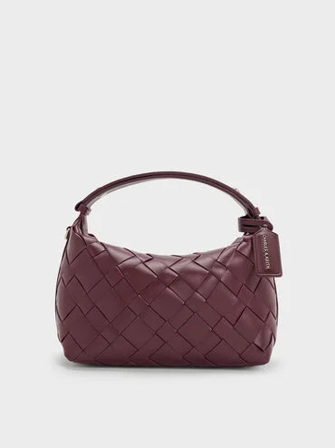 Ivette Woven Shoulder Bag
    
         - Wineberry Red | Charles & Keith UK