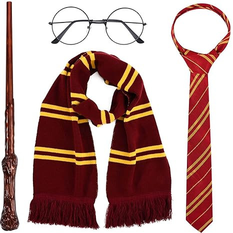 Halloween Wizard Costume Accessories Include Black Glasses,Tie,Scarf and Wand for Men Women Party... | Amazon (US)