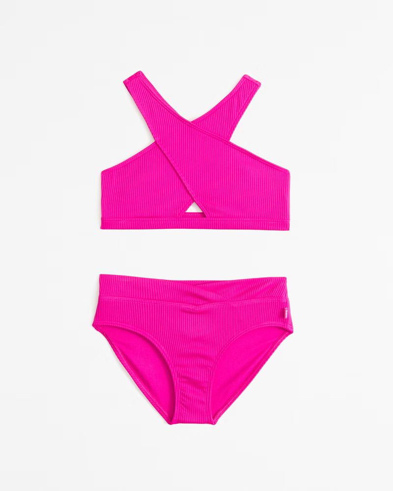 high-neck wrap-front two-piece swimsuit | Abercrombie & Fitch (US)