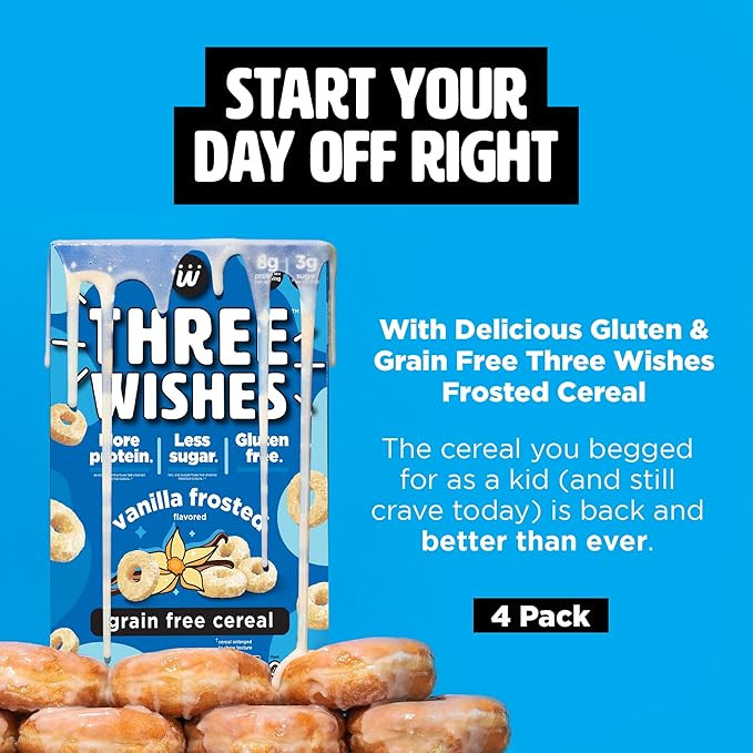 Protein and Gluten-Free Breakfast Cereal by Three Wishes - 4 Pack - High Protein and Low Sugar Sn... | Amazon (US)