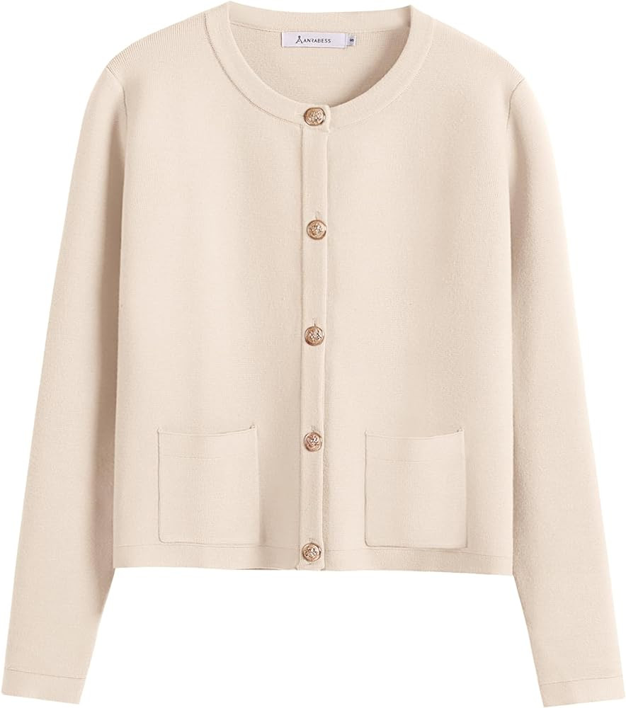 ANRABESS Women Striped Cardigan Sweaters Button Down Cropped Knit Lady Jackets Coat 2025 Fall Out... | Amazon (US)