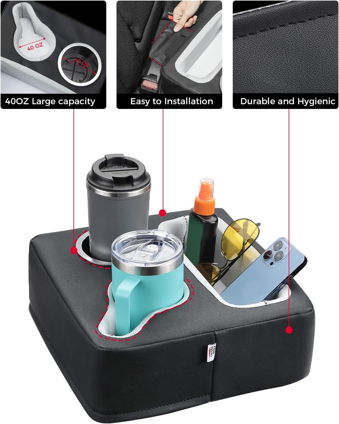 KEMIMOTO Car Back Seat Organizer, Car Cup Holder, Couch Cup Holder Tray, Bed Cup Holder, Boat Cup... | Amazon (US)