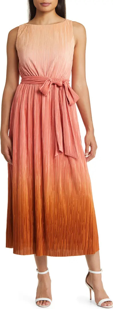 Anne Klein Plissé Tie Waist Midi Dress | Nordstrom | Nordstrom