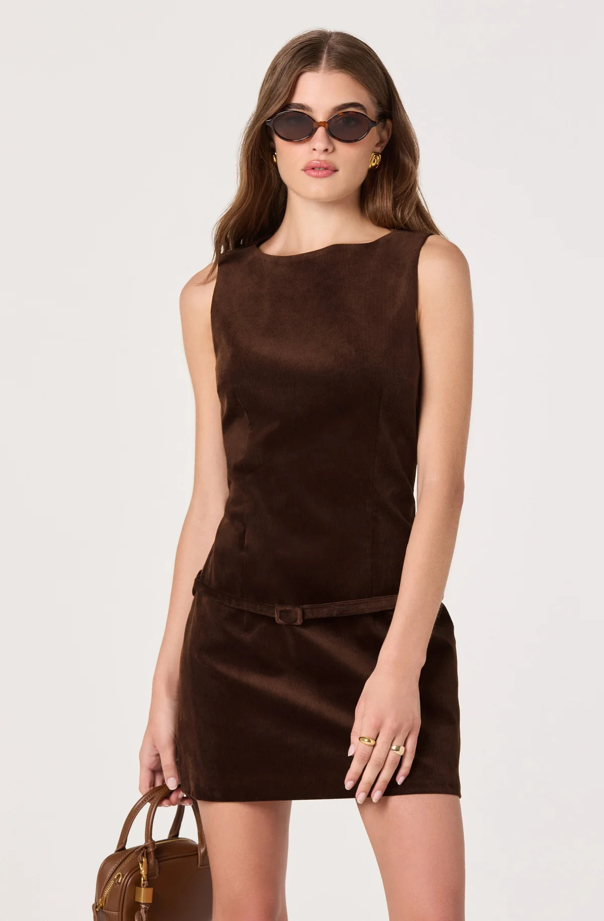 Corduroy Belted Mini Dress - Camel / XS | ASTR The Label (US)