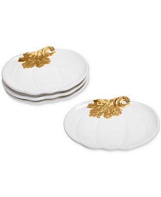 Martha Stewart Collection Harvest Pumpkin Appetizer Plates, Set of 4, Created for Macy's & Review... | Macys (US)