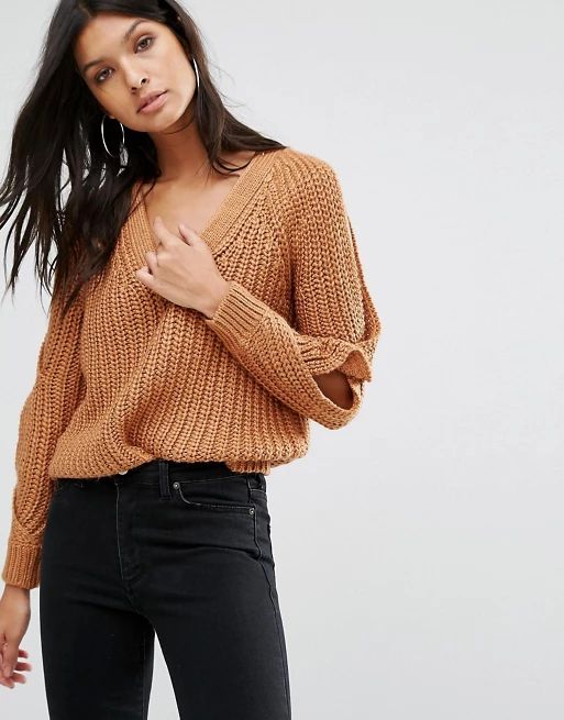 River Island Chunky Cold Shoulder Sweater | ASOS US