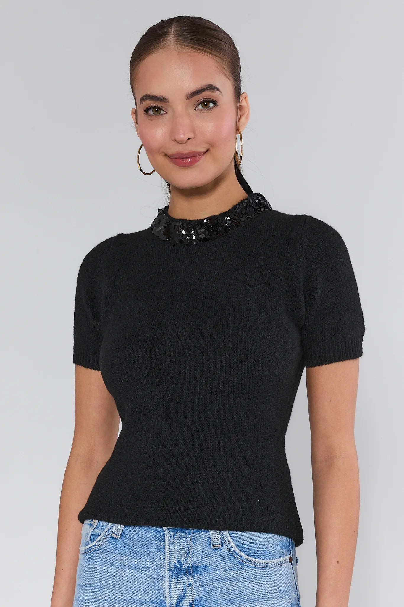 Vicki Black Embellished Sweater | Avara