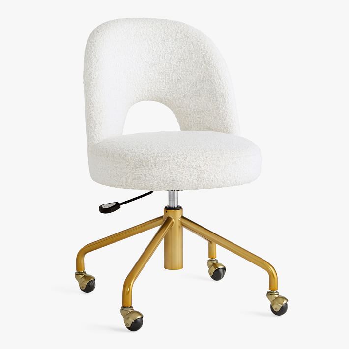 Chunky Boucle Ivory Andie Swivel Desk Chair | Pottery Barn Teen