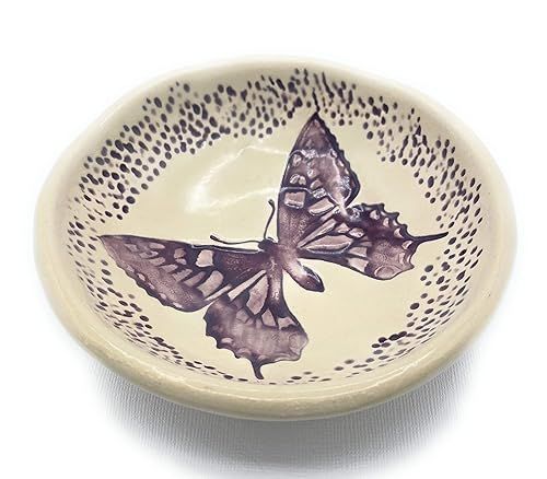 B JANECKA Purple Butterfly Soap Dish or Ring Tray, Pottery 9th Anniversary Gift, Handmade in USA | Amazon (US)