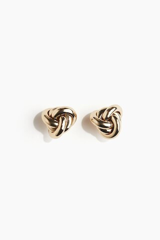 H & M - Knot-Shaped Stud Earrings - Gold | H&M (US + CA)