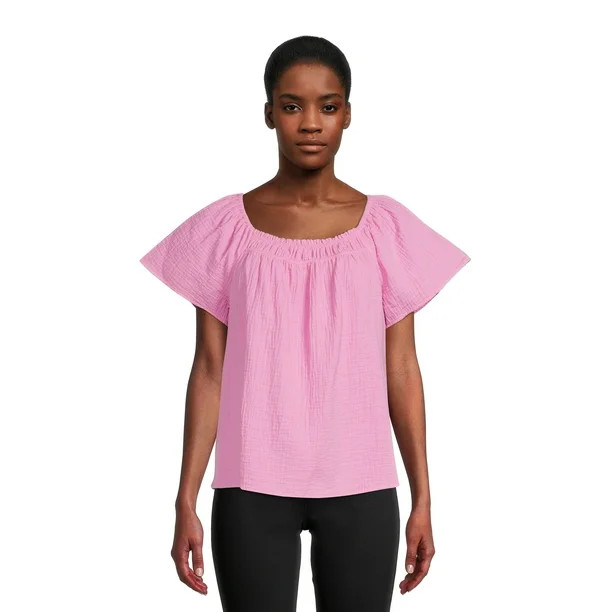 Time and Tru Women's Square Neck Top, Sizes XS-XXXL (Women's and Women's Plus) | Walmart (US)