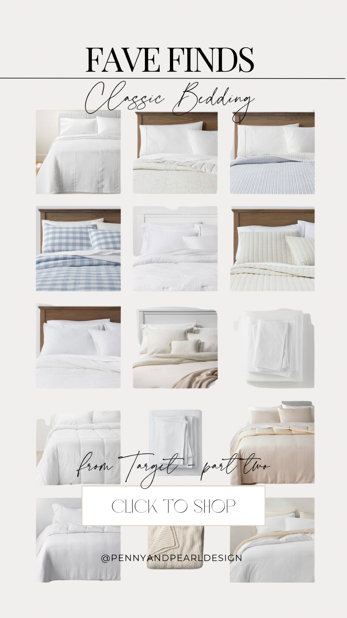 Target is the absolute best for affordable bedding with a luxurious look and feel. Their Casaluna and Threshold lines have amazing dupes for Pottery Barn’s Linen, Cloud and Matelasse bedding for a fraction of the price.

Shop my go-tos (part two!) and follow @pennyandpearldesign for more home style and interior design ✨



#LTKFind #LTKsalealert #LTKhome