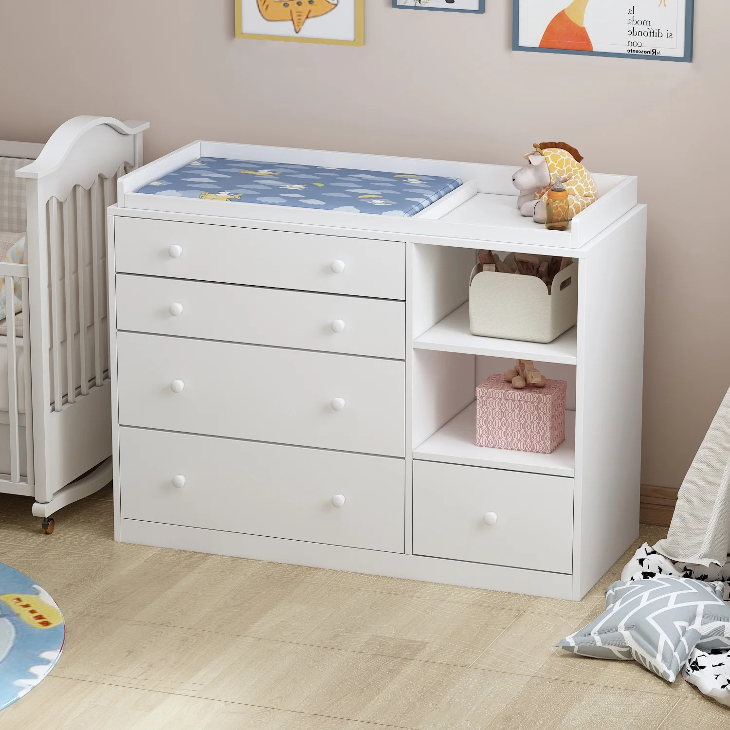 AIEGLE White Baby Dresser with Changing Table and 5 Drawers Baby Organizer Dresser Chest - Walmar... | Walmart (US)