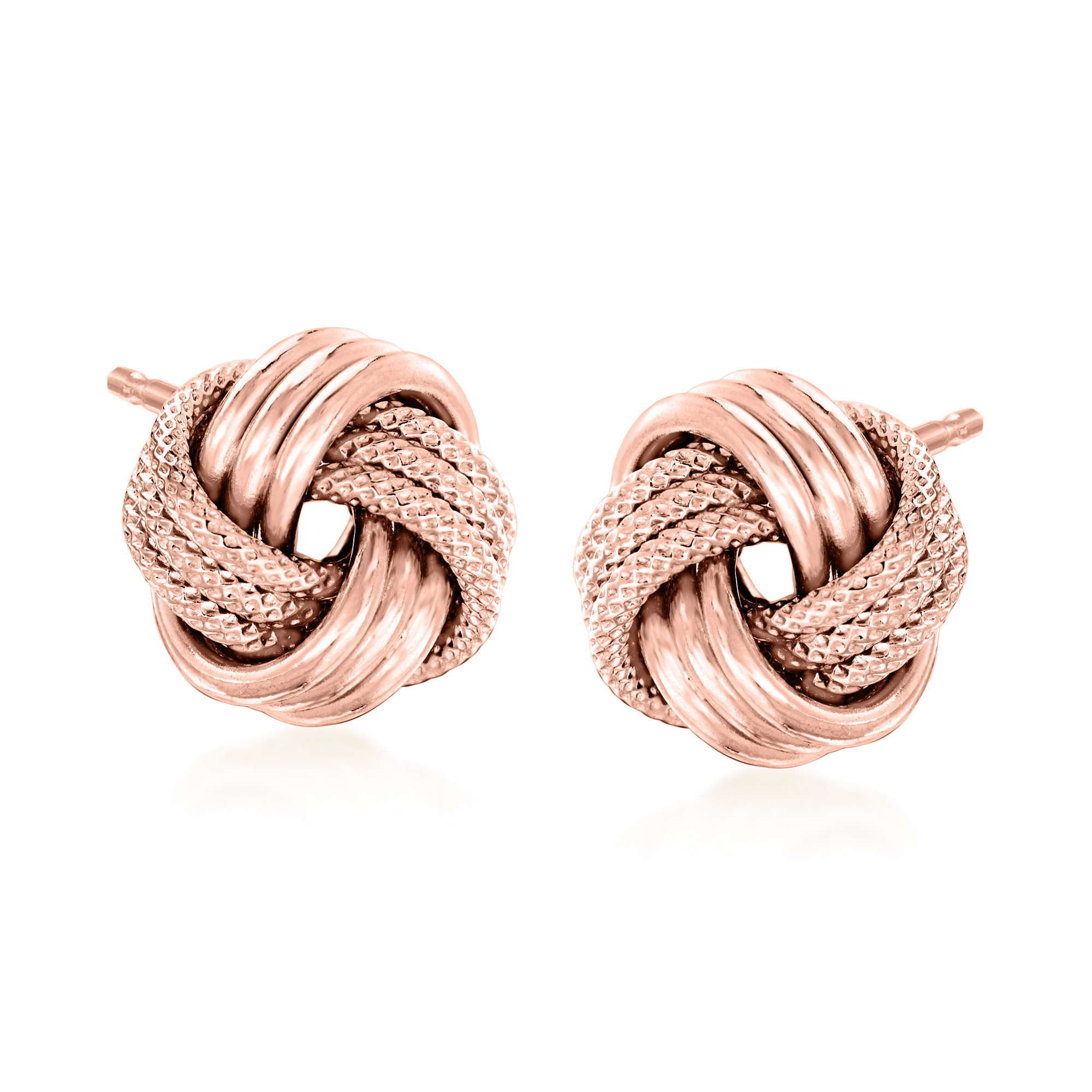 Italian 18kt Rose Gold Over Sterling Love Knot Earrings | Ross-Simons