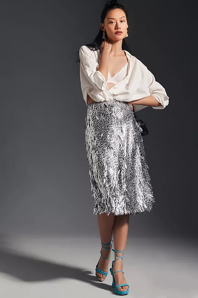 By Anthropologie Sequin Fringe Skirt | Anthropologie (US)