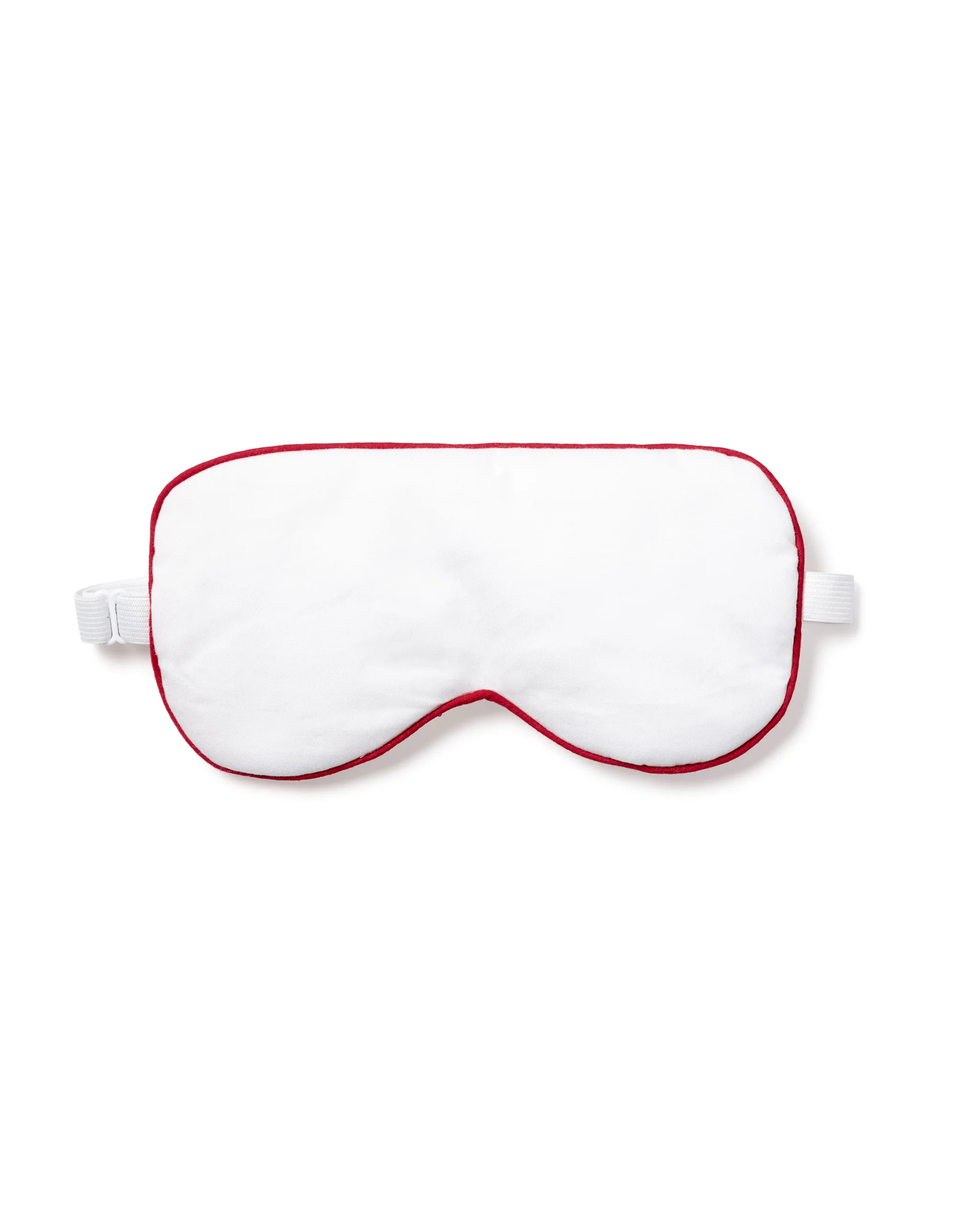 Adult's Twill Sleep Mask in White with Red Piping | Petite Plume