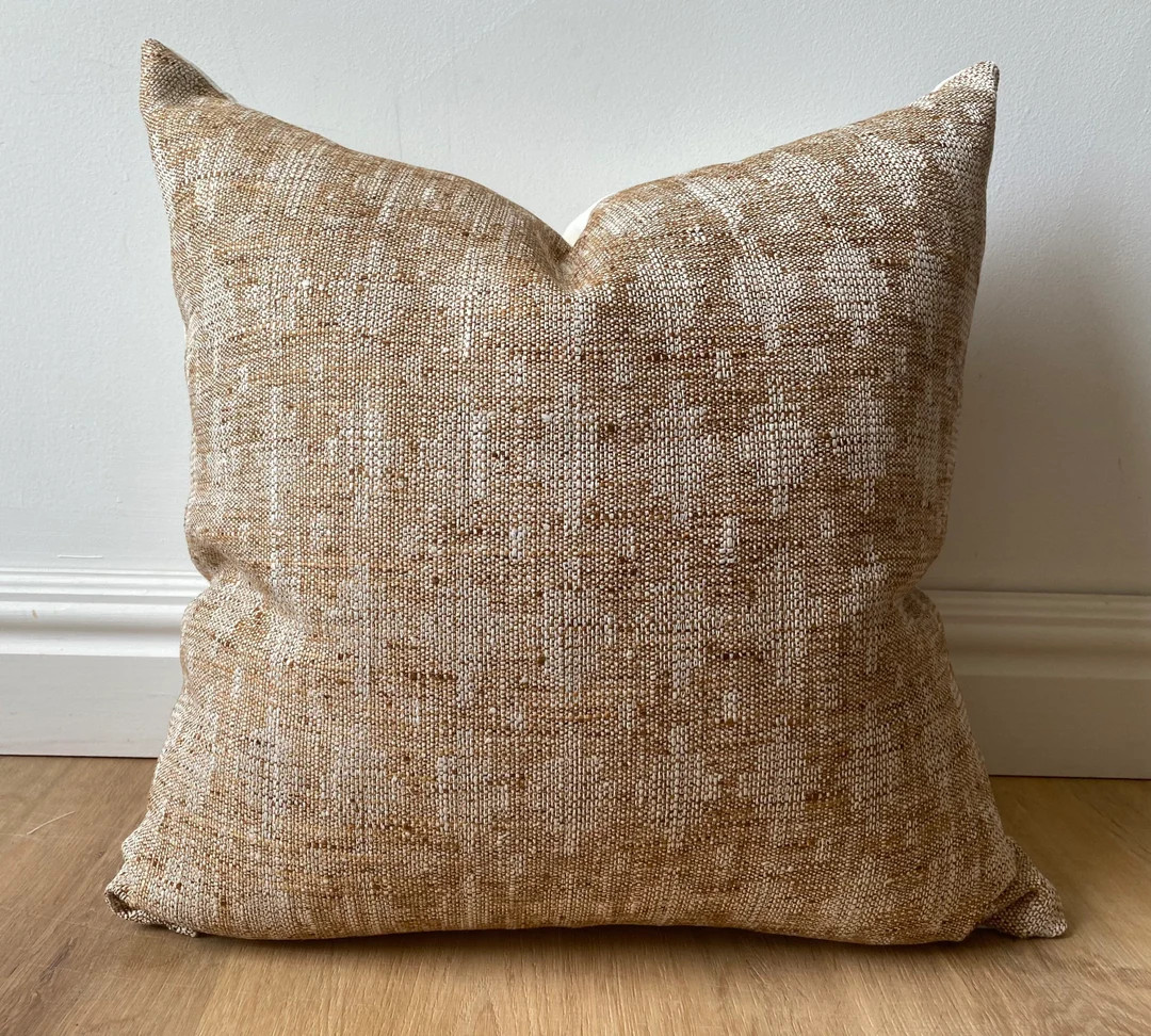 High End Boho Woven Pillow Cover Cognac Ikat Rust Clay Beige Textured Pillow Cover Euro Sham Nurs... | Etsy (US)