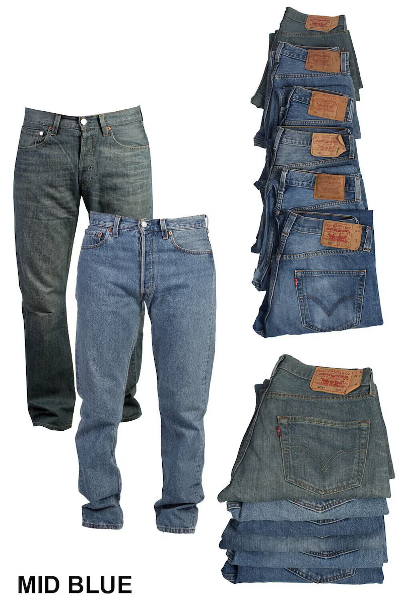 Vintage Levi's 501 Denim Jeans Grade A Mid Blue Waist 30 - Etsy | Etsy (US)