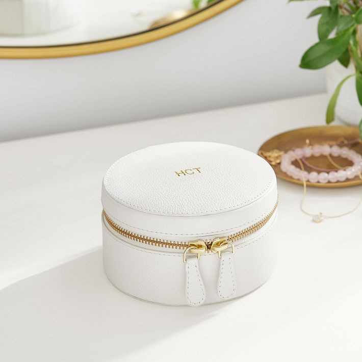 Elliot Leather Round Travel Jewelry Case | Pottery Barn Teen