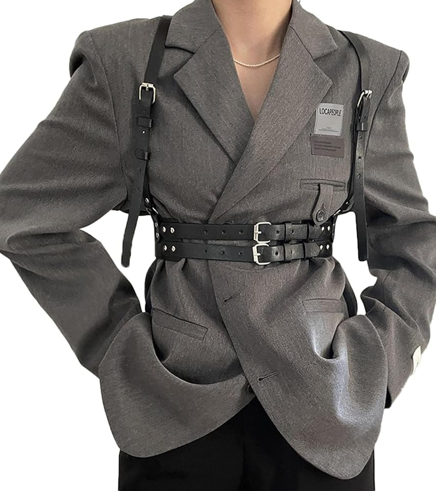Leather Harness for Women Fashion Goth Chest Pu Black Harness Top Elastic Body Punk Wide Belt Adj... | Amazon (US)