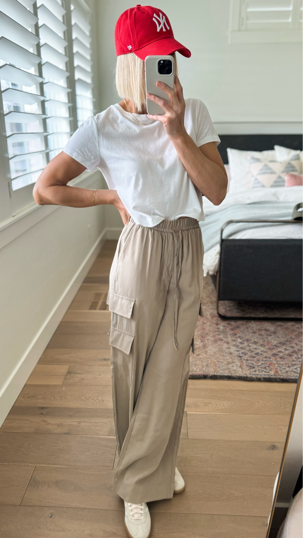Easy, casual outfit. 
These pull on cargo pants are so good! Love how they fit & move! V flattering. 

Some items on sale!

Sizing:
Tee: fits tts
Pants: size down, wearing a small 
Shoes: run big! Go down one full size from your regular size. I wear a women’s 9, bought size 8


#LTKshoecrush #LTKfindsunder50 #LTKSeasonal