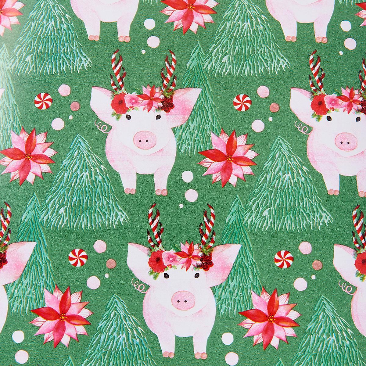 Pigs & Poinsettias Wrapping Paper | The Container Store