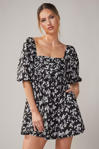 Leanna Floral Babydoll Mini Dress | Francesca's