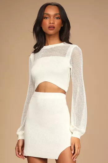 City of Angels White Crochet Lace Button-Up Swim Cover-Up