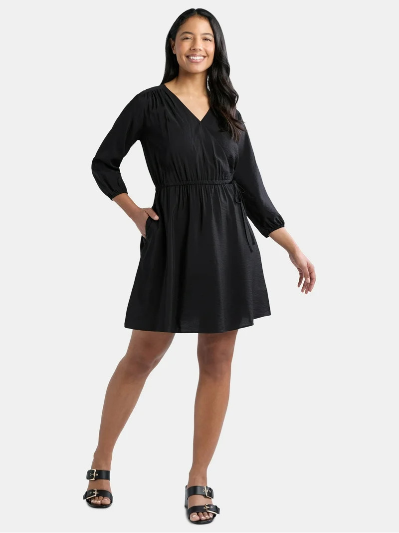 Time and Tru Women's Mini Wrap Dress, Sizes XS-XXXL | Walmart (US)