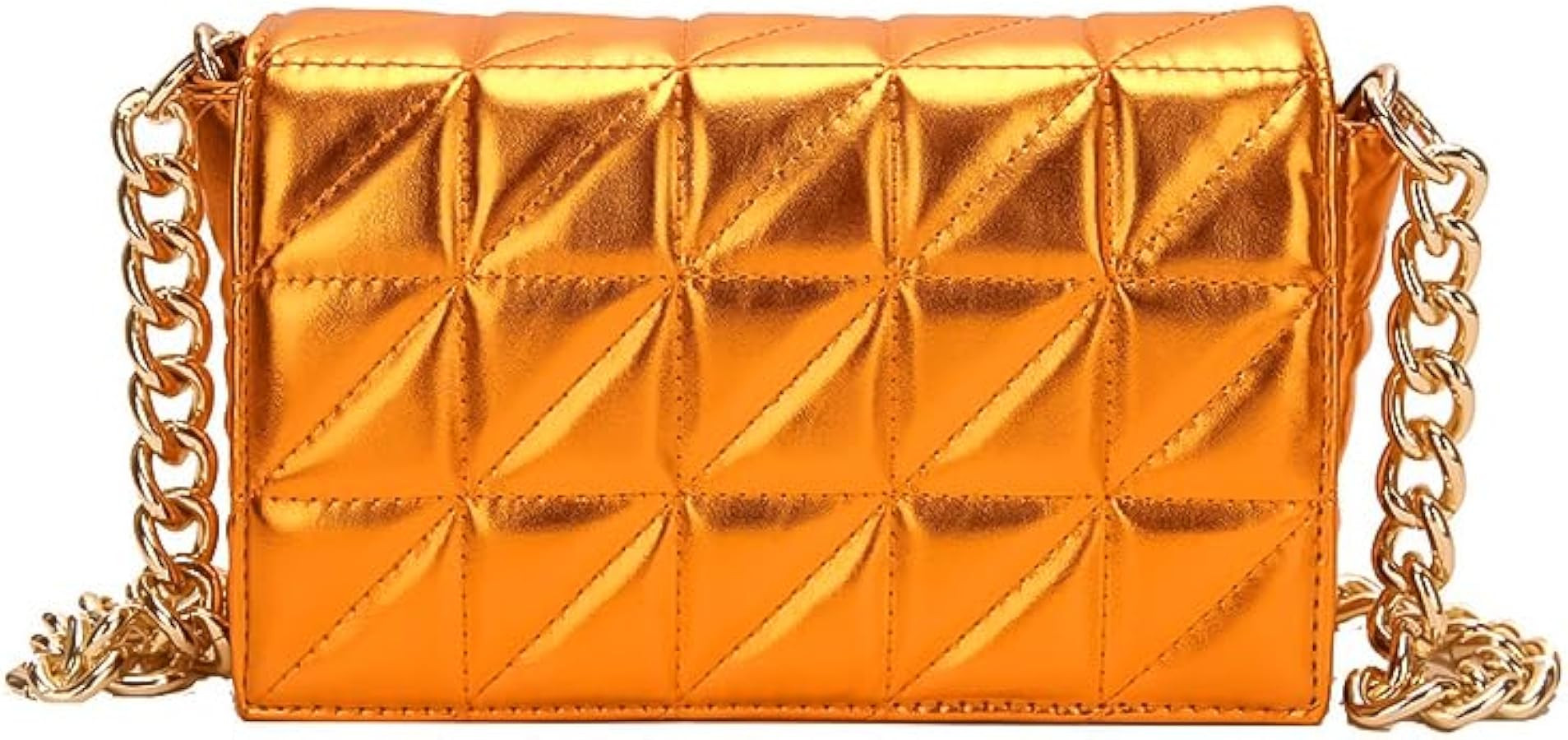Small Metallic Glossy PU Leather Shoulder Bag Clutch Handbags for Women Fashion Chain Ladies Purs... | Amazon (US)