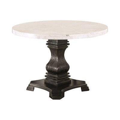 Buckley 48" Round Genuine Marble Top Dining Table White/Black - HOMES: Inside + Out: Elegant Pedestal Base, Seats 4 | Target