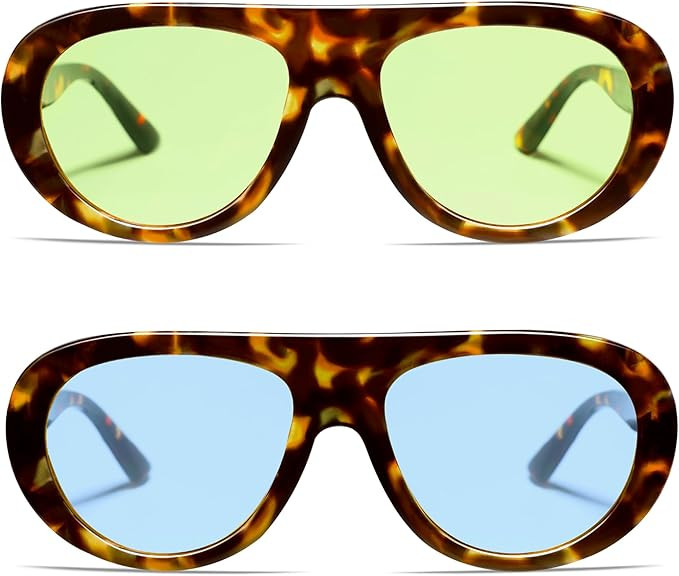 VANLINKER Retro Aviator Sunglasses for Women Chic Classic 70s Vintage Trendy 2025 Chunky UV400 Su... | Amazon (US)