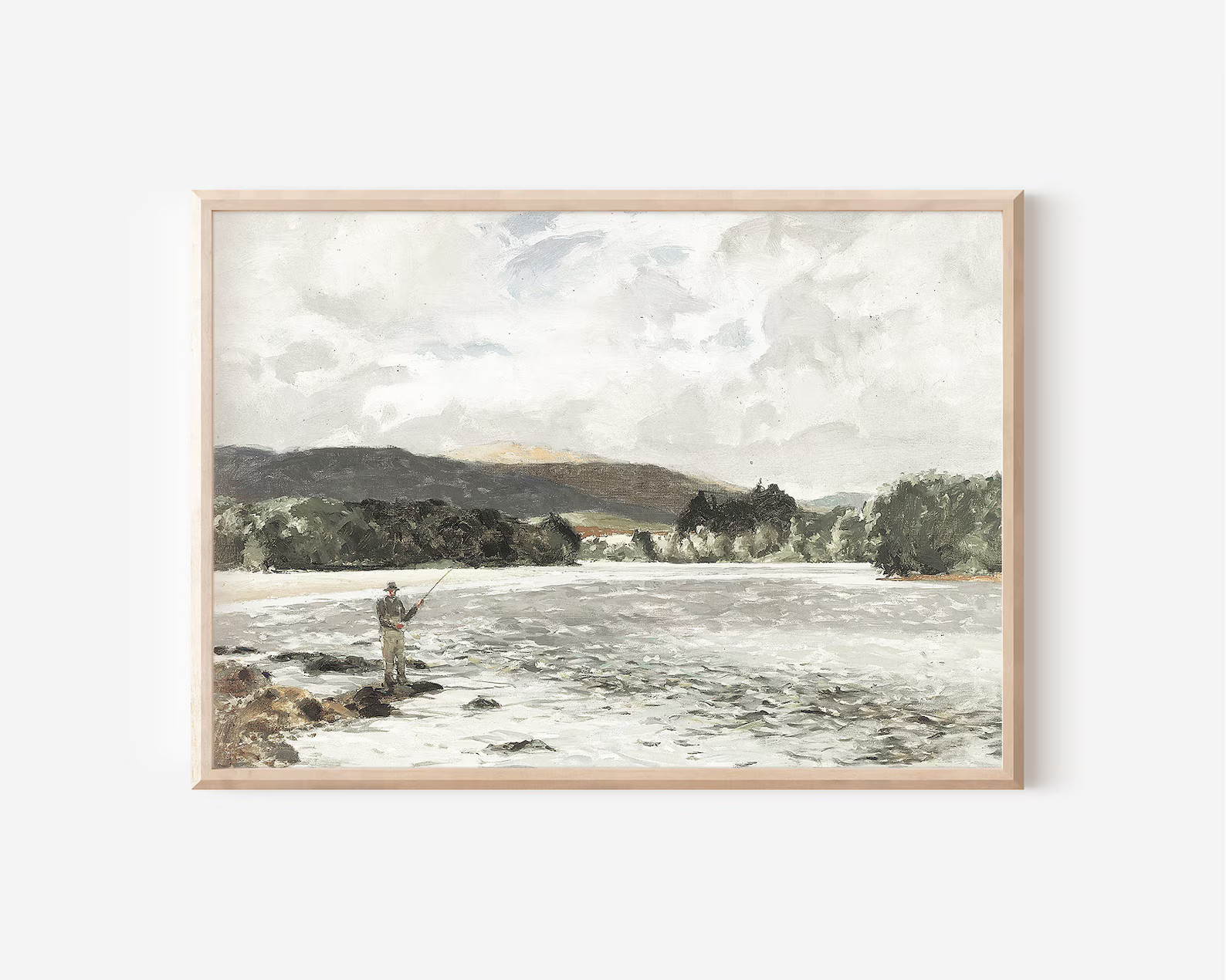 Vintage Fishing Printable Wall Art River Fishing Landscape Print Yourself Artwork Fly Fishing Art... | Etsy (US)