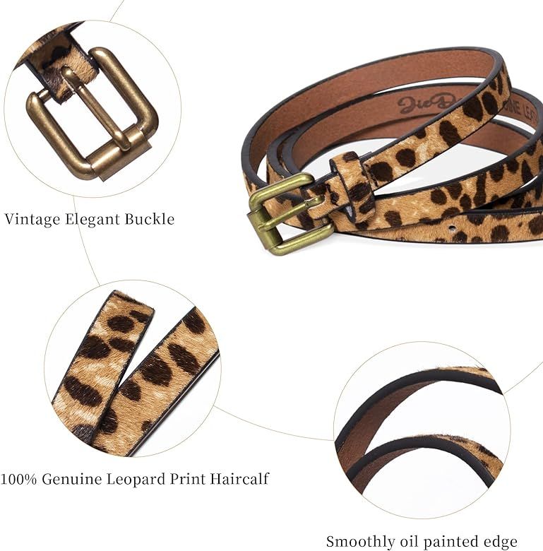 Leopard Print Belt Women's fashion leather Waist Belt Ladies Haircalf Belt Casual Waistband | Amazon (US)