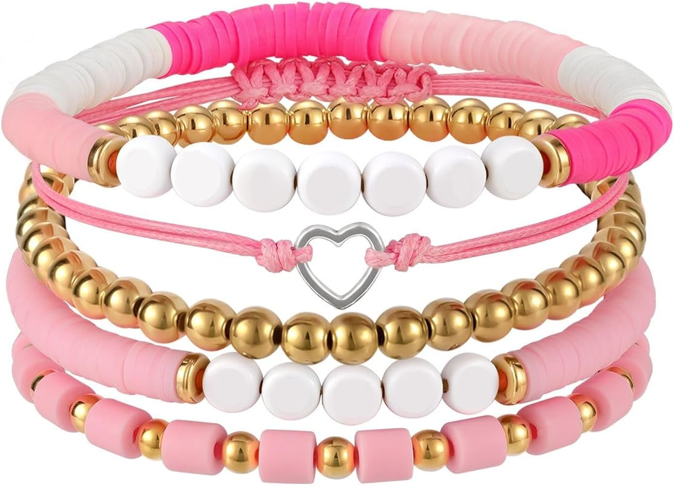 Colorful Stretch Bracelet Stack Boho Beaded Bracelet Set Heishi Surfer Bracelet Stackable Y2K Tre... | Amazon (US)