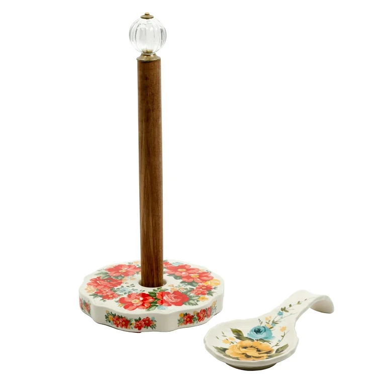 The Pioneer Woman Vintage Floral Paper Towel Holder with Rose Shadow Spoon Rest Set | Walmart (US)