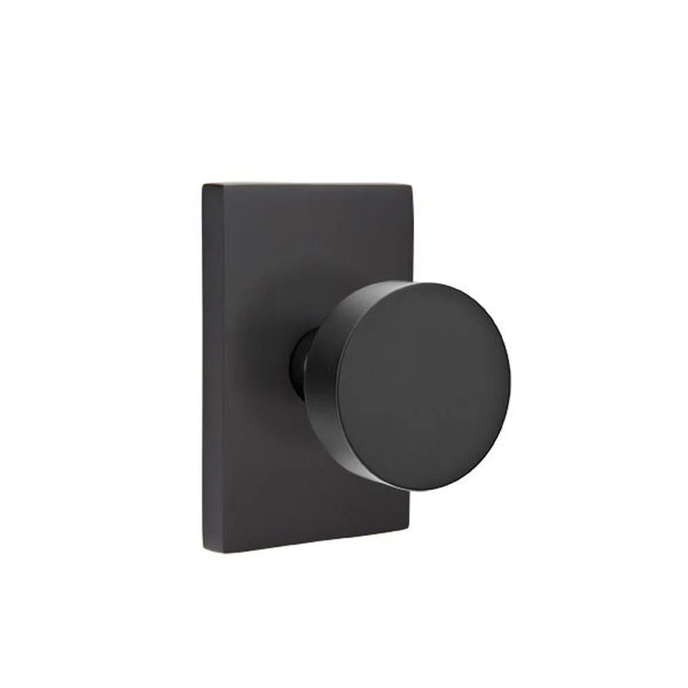 Emtek Passage Knobset w/ Modern Rectangular Rosette and Round Knob | Wayfair North America