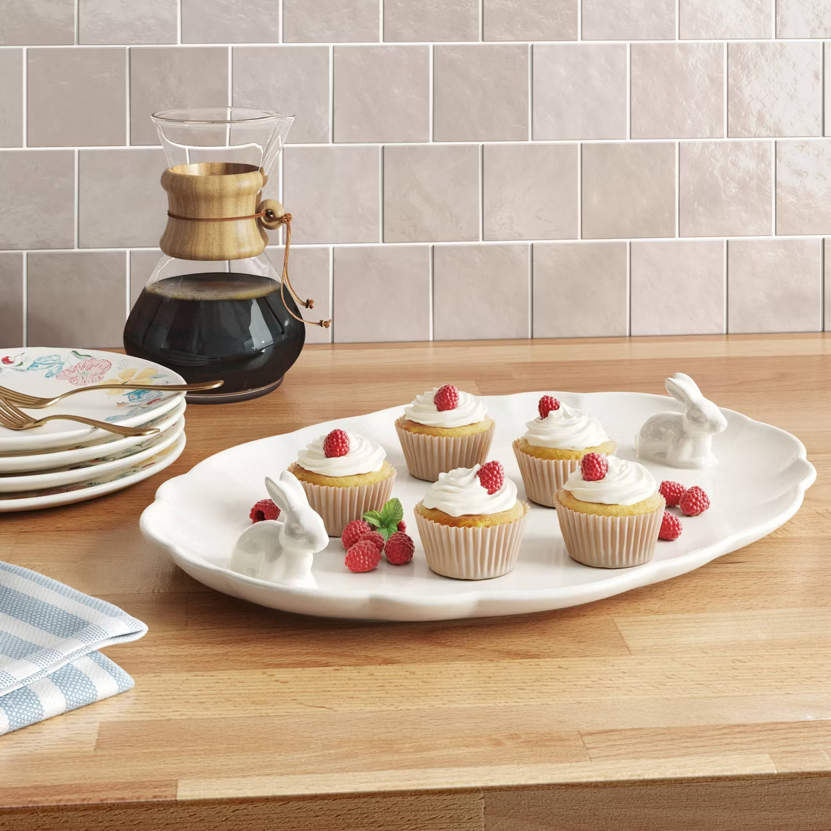 12"x16" Stoneware Oval Figural Bunny Serving Platter - Threshold™ | Target