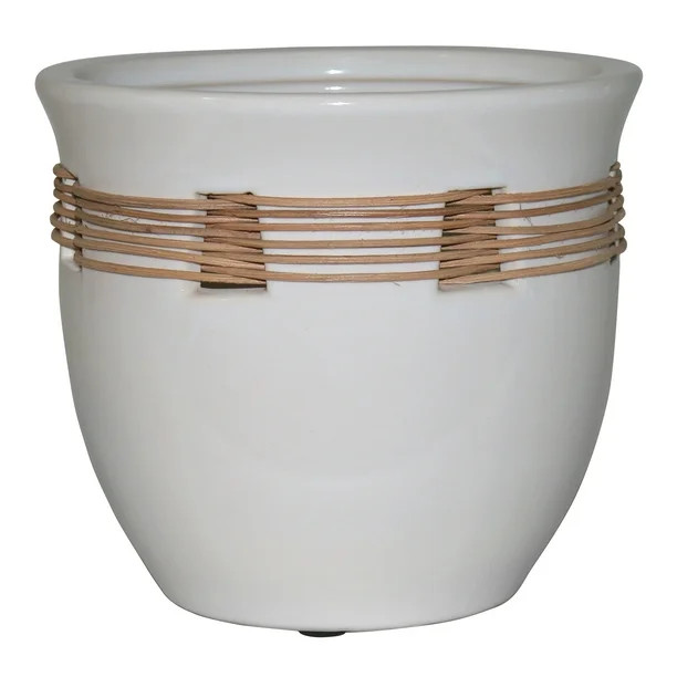 Better Homes & Gardens 8 inch Round White Ceramic Plant Pot - Walmart.com | Walmart (US)