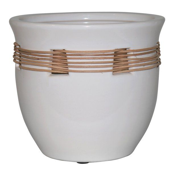 Better Homes & Gardens 8 inch Round White Ceramic Plant Pot - Walmart.com | Walmart (US)